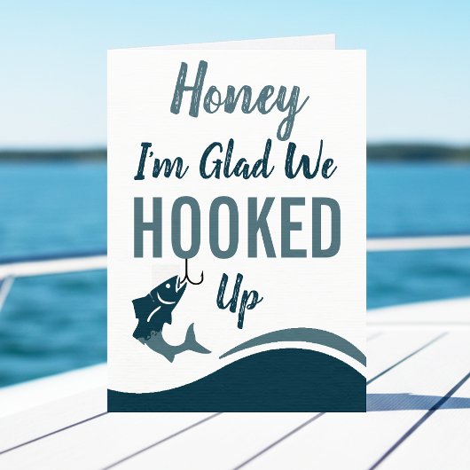 Fishing Glad We Hooked Up Funny Happy Birthday カード