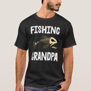 Fishing Grandpa Tee Skeleton Fish Bone Tee Sharp T Tシャツ