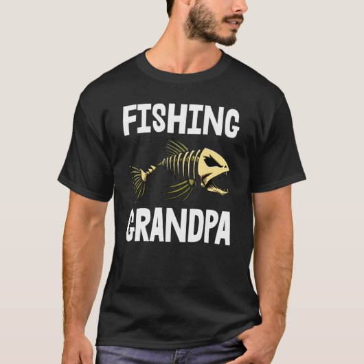 Fishing Grandpa Tee Skeleton Fish Bone Tee Sharp T Tシャツ (正面)