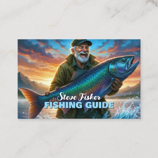 Fishing Guide Fisherman Fish Lake Ocean 名刺 (正面)