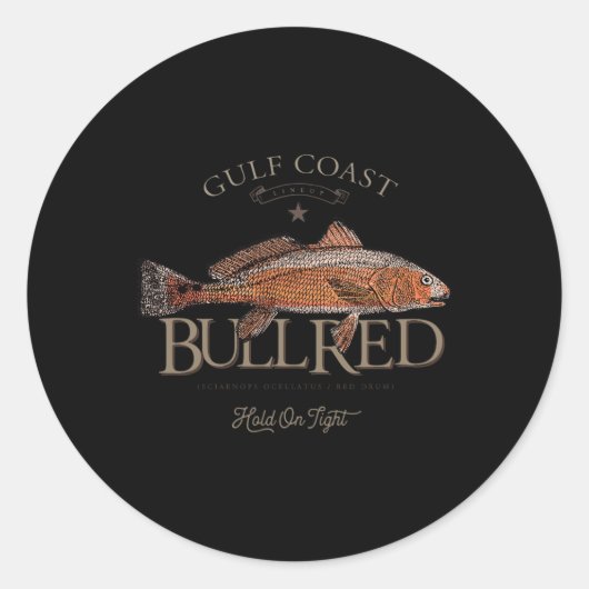 Fishing Gulf Red Drum Redfish Bull Red  ラウンドシール (正面)