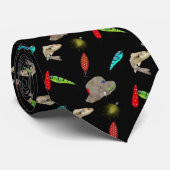 Fishing Hats and Lures on Black ネクタイ (ロール)