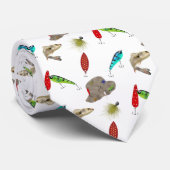 Fishing Hats and Lures on White ネクタイ (ロール)