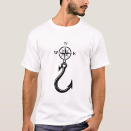 Fishing Hook Compass Tee- Nautical Adventure Style Tシャツ