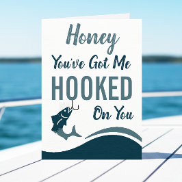 Fishing Hooked on You Funny Happy Birthday カード
