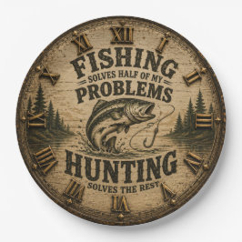 Fishing Hunting Cabin Fisherman & Hunter Gift ペーパープレート
