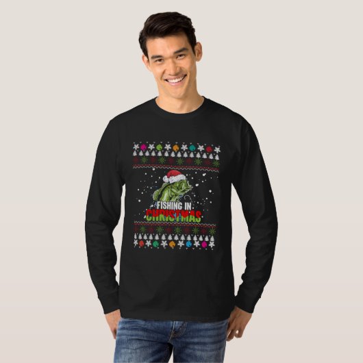 Fishing in Christmas Merry Fishmas Ugly Sweater Ch Tシャツ (正面フル)