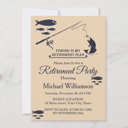 Fishing is my Retirement plan Retired party 招待状 (正面)