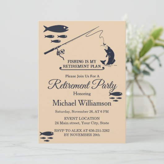 Fishing is my Retirement plan Retired party 招待状 (スタンド正面)