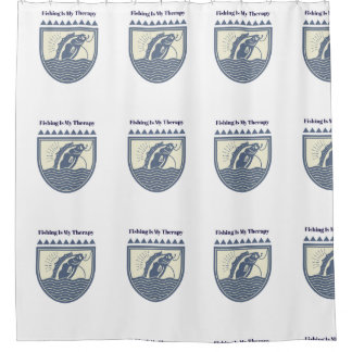 Fishing is My Therapy シャワーカーテン