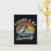 Fishing Is My Therapy Men's Funny B Fishing カード (黄色い花)