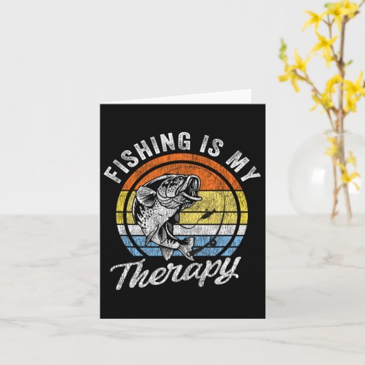 Fishing Is My Therapy Men's Funny B Fishing  カード (黄色い花)