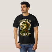 Fishing Is My Therapy-Relaxing Fish on Lake Chair Tシャツ (正面フル)