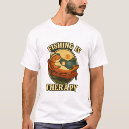 Fishing Is Therapy | Funny Fish Couch Art Tシャツ