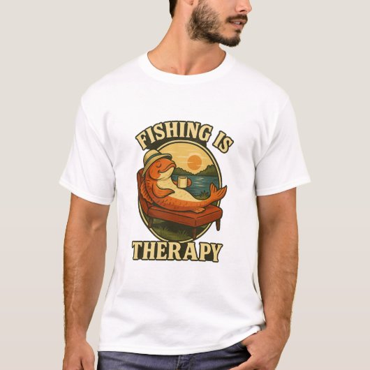 Fishing Is Therapy | Funny Fish Couch Art Tシャツ (正面)