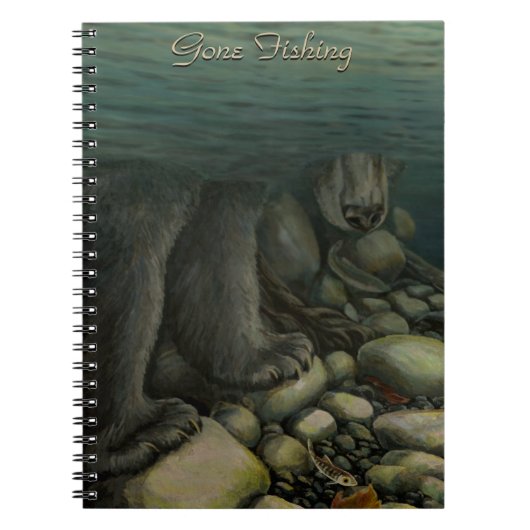 Fishing Journal Custom Bear Wildlife Art Notebook ノートブック (正面)