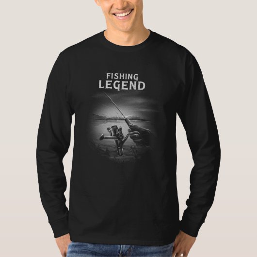 Fishing Legend Fishing Monochrome Reel Fishermen Tシャツ (正面)