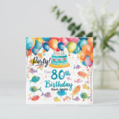 Fishing Lover 80th Birthday Watercolor  招待状 (スタンド正面)