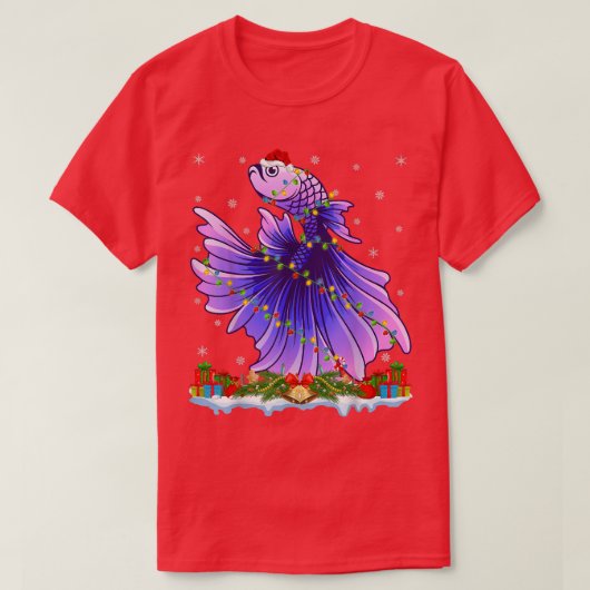 Fishing Lover Family Matching Santa Betta Fish Chr Tシャツ (デザイン正面)