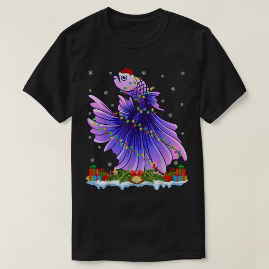 Fishing Lover Family Matching Santa Betta Fish Chr Tシャツ (デザイン正面)