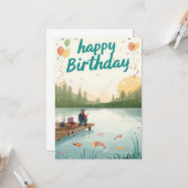 Fishing Lovers is fishing on his birthday カード (正面/裏面インサイチュ)