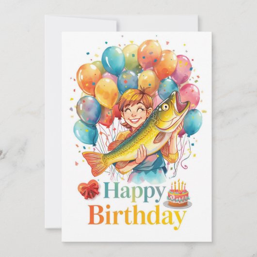 Fishing Lovers themed go fishing on his birthday  カード (正面)