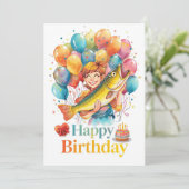 Fishing Lovers themed go fishing on his birthday  カード (スタンド正面)