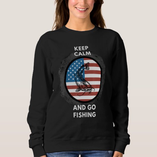 Fishing Patriotic American flag スウェットシャツ (正面)