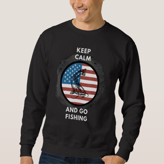Fishing Patriotic American flag スウェットシャツ (正面)