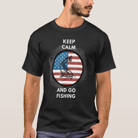 Fishing Patriotic American flag Tシャツ (正面)