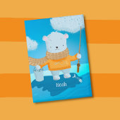 Fishing Polar Bear Kid Pin Button with Name 缶バッジ