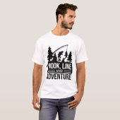 Fishing Pole & Catch Outdoor Camping Illustration Tシャツ (正面フル)