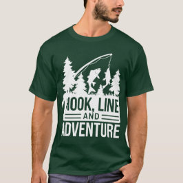 Fishing Pole & Catch Outdoor Camping Illustration Tシャツ