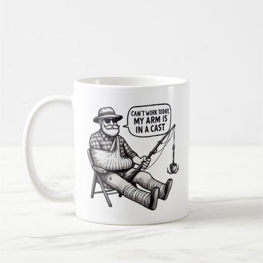 Fishing Pun Mug – Arm’s in a Cast コーヒーマグカップ (左)