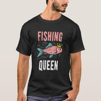 Fishing Queen Angler Sportfishing Girls Women Pink Tシャツ