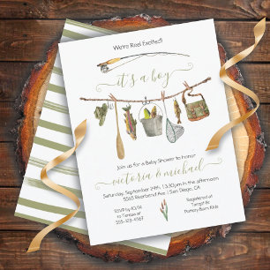 Fishing Reel Baby Shower Clothesline Invitation 招待状