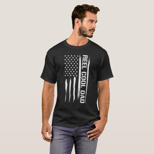 Fishing Reel Cool Dad - American Flag Sayings_1 Tシャツ (正面フル)