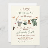 Fishing Reel Excited Boy Baby Shower Invitation 招待状 (正面/裏面)