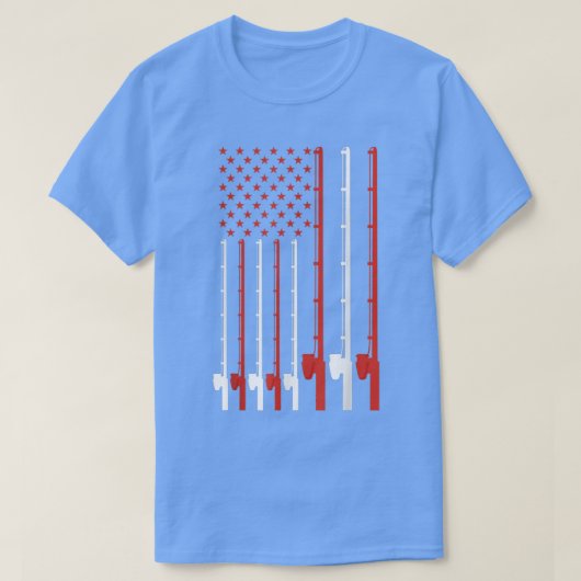 Fishing Rod American Flag 918  Tシャツ (デザイン正面)
