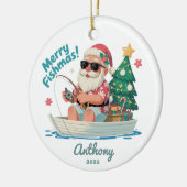 Fishing Santa Christmas セラミックオーナメント (左)