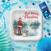 Fishing Santa Christmas themed ペーパープレート (パーティー)