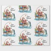 Fishing Santa Claus sitting fishing Christmas time ラッピングペーパー (フラット)