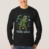 Fishing Skills Fisherman Men Father Fish Pole Fish Tシャツ (正面)
