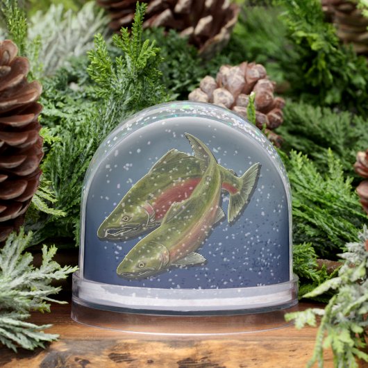 Fishing Snow Globe Custom Coho Salmon Snow Globe (冬)