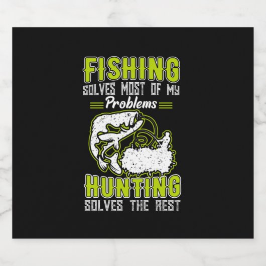 Fishing Solves Most Of My Problems スパークリングワインラベル (シングルラベル)