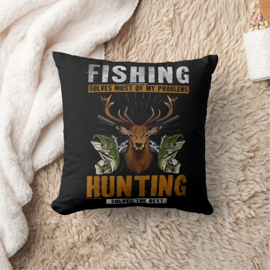 Fishing Solves Most Of My Problems Hunting Solves  クッション (ブランケット)