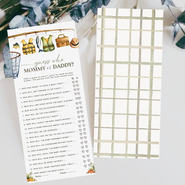 Fishing Theme Guess Who Mommy or Daddy Bookmark (クリエイターアップロード済み)