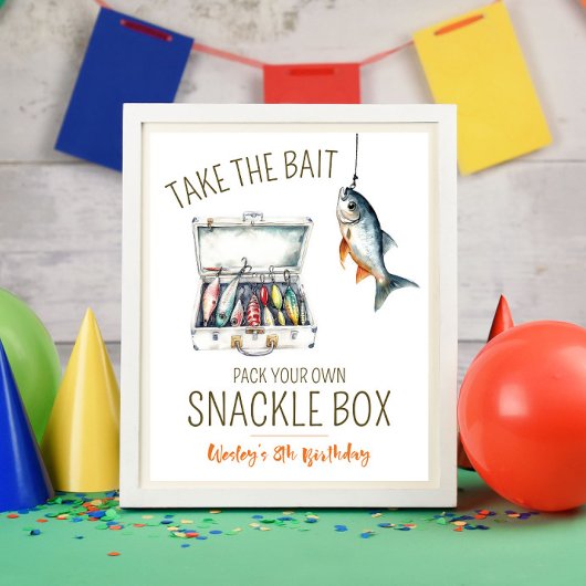 Fishing Themed Birthday Party Snackle Box 台座サイン