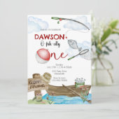 fishing-themed, Fishing Birthday, One, first birth 招待状 (スタンド正面)