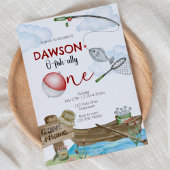 fishing-themed, Fishing Birthday, One, first birth 招待状
